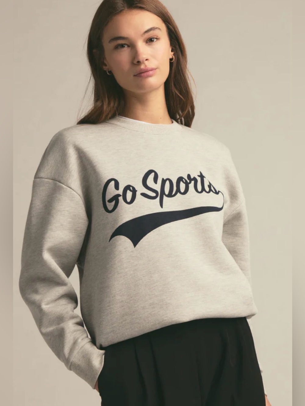New Favorite Daughter go sports Heather Gray Crewneck athletic Sweatshirt Large